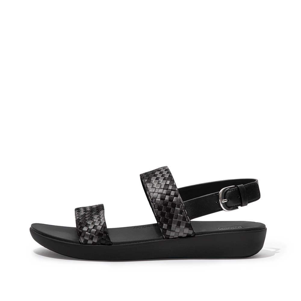 Fitflop Womens Sandals Black - Barra Silky-weave Back-strap - 09DRTOVPF